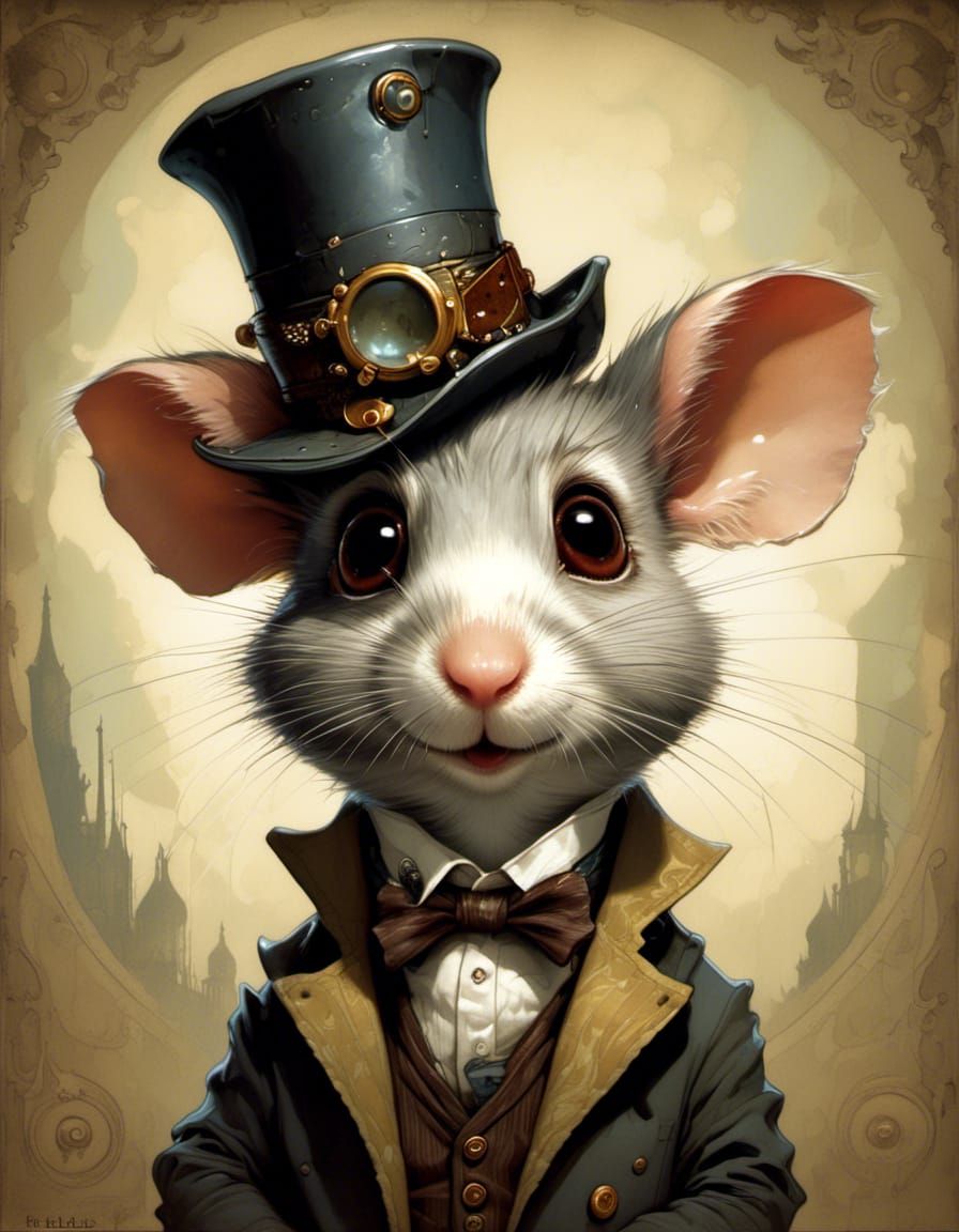 Adorable Hamster Portrait in Gris Grimly Style