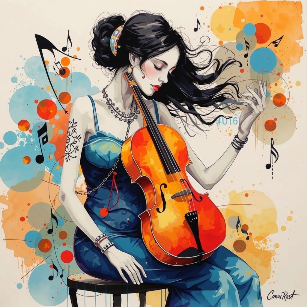 Fusion of Urban Rhythms in Vibrant Watercolor