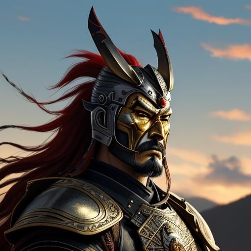 Samurai Takeda Shingen in Surrealist Oil Painting