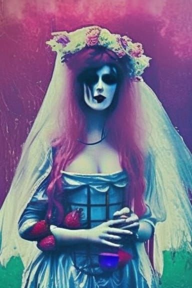 Gothic Queen with Blood Sky in Victorian Style