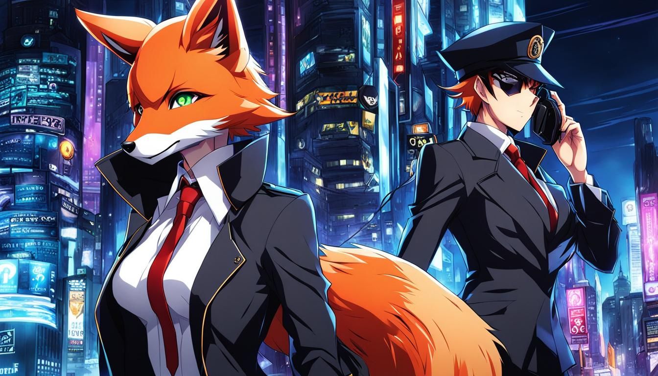 Cyber Fox Detective in Anime Style