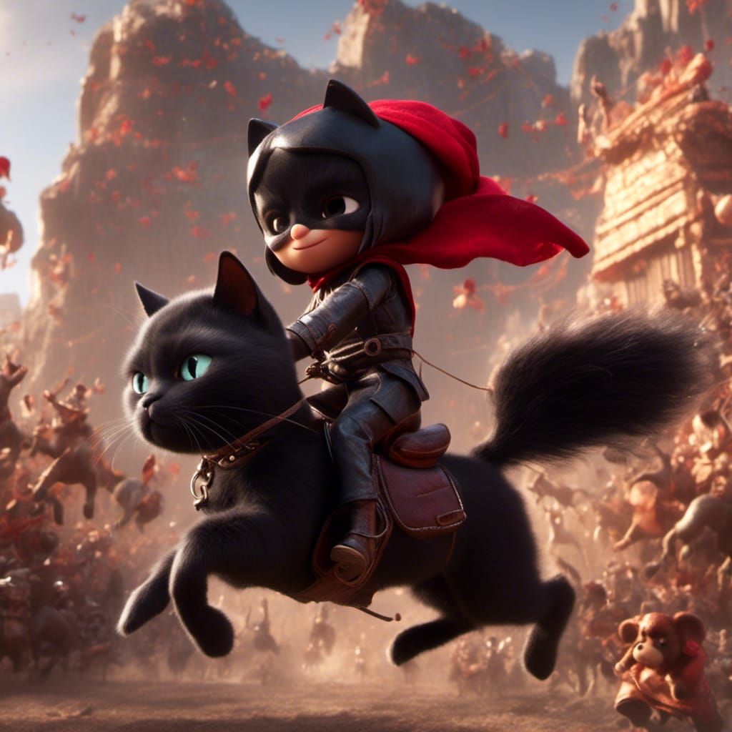 Furry Black Cat Rodeo Daredevil in LoRA Style