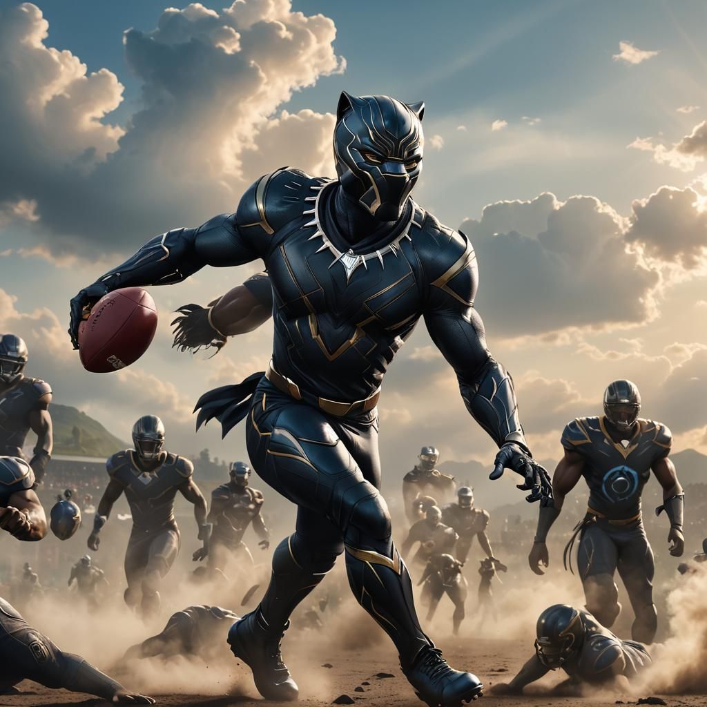 Black Panther Plays Football for Wakanda Panthers