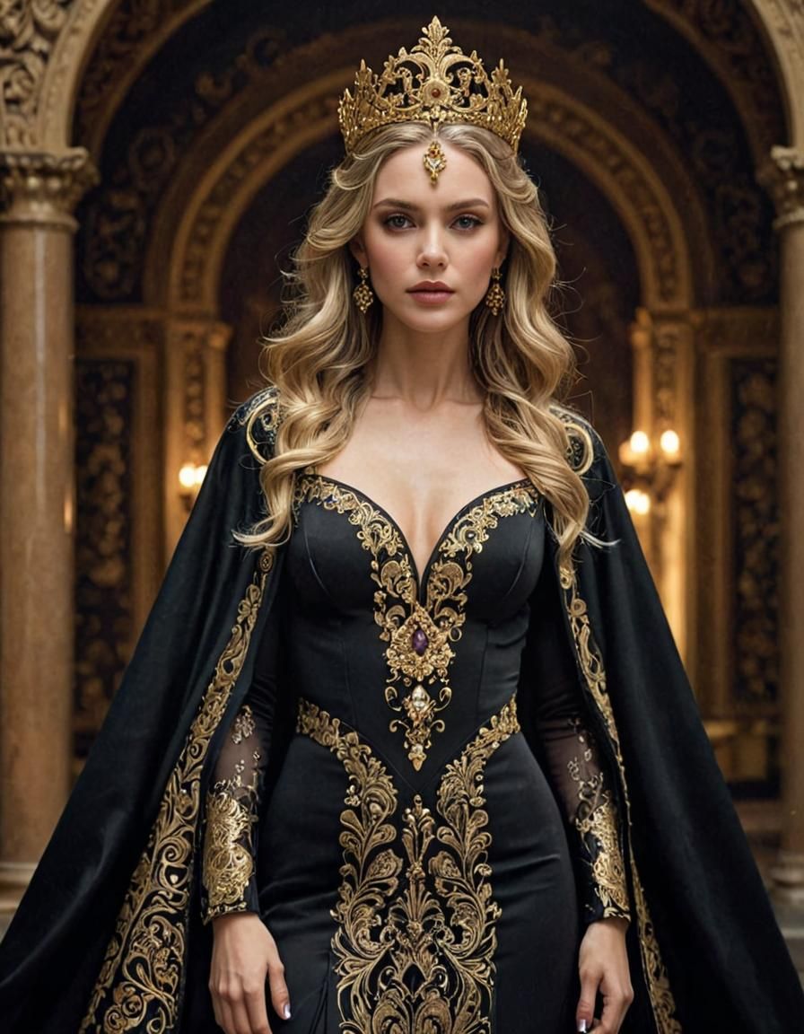 Regal Woman with Scythe in Mystical Night