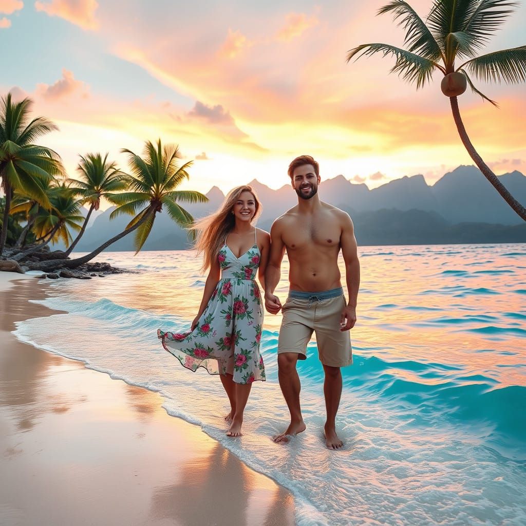Romantic Beach Paradise with Sunset