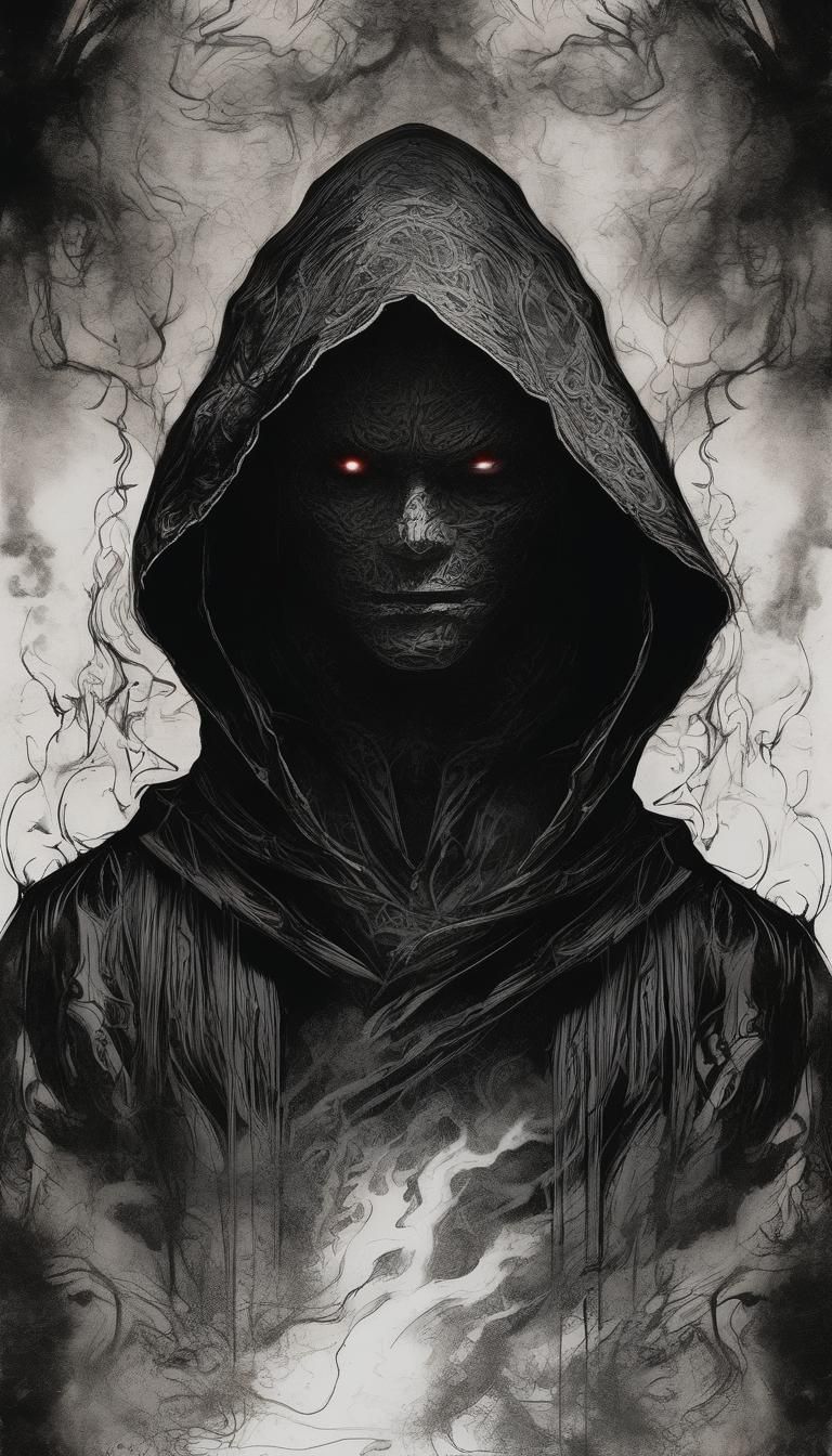Mythic Hooded Figure in Dark Fantasy Style