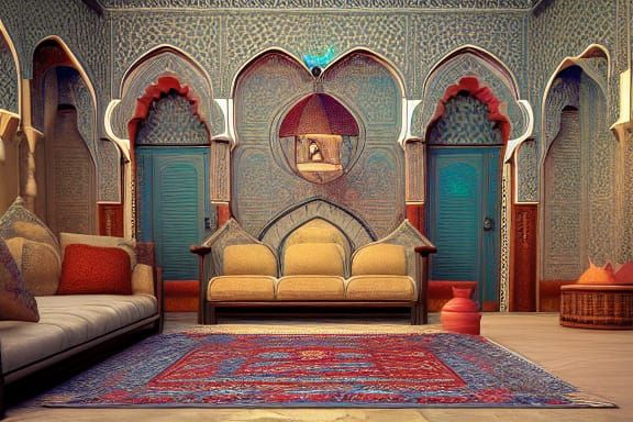 Boho Syrian Moroccan Interior Design in Matte Painting