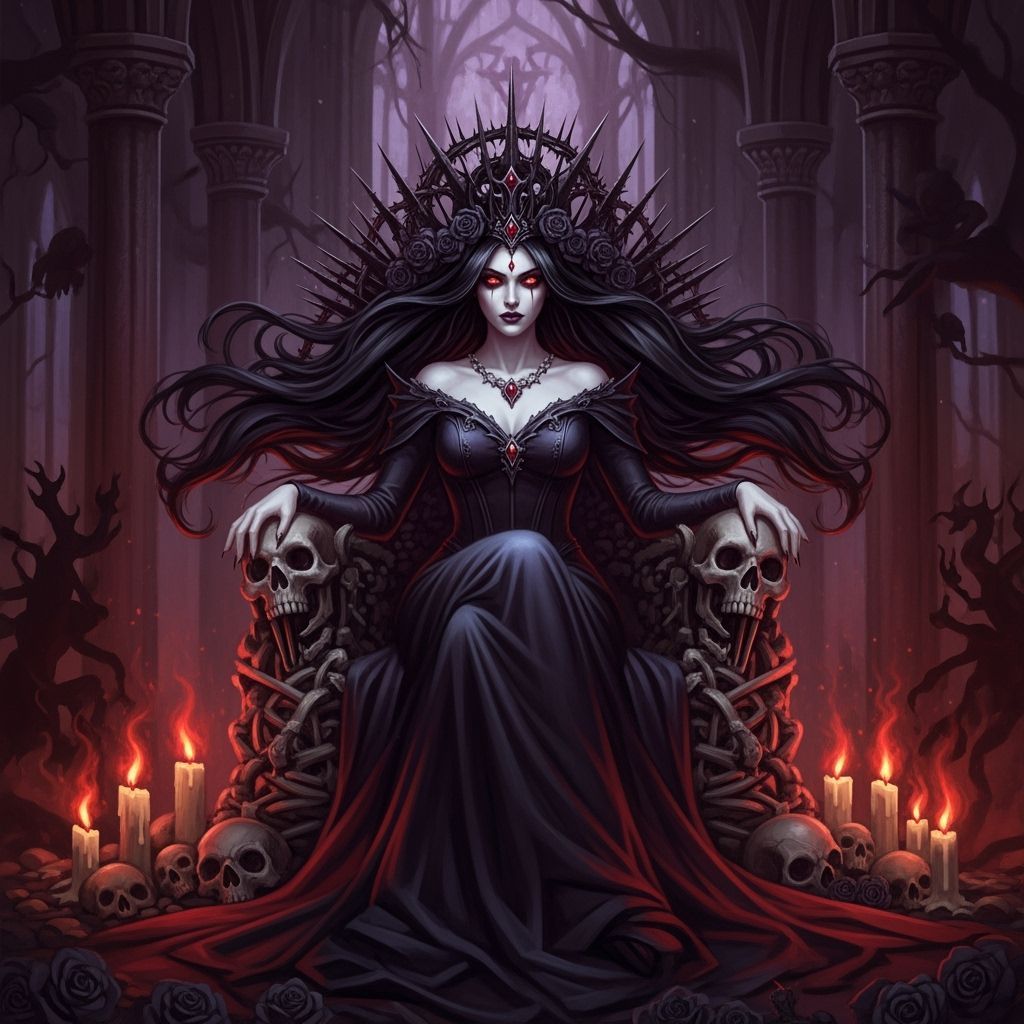Gothic Vampire Queen on Bone Throne