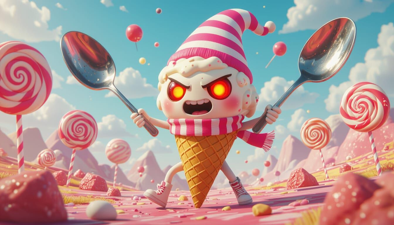 Ice Cream Hero in Sweet Dystopia, Digital Art