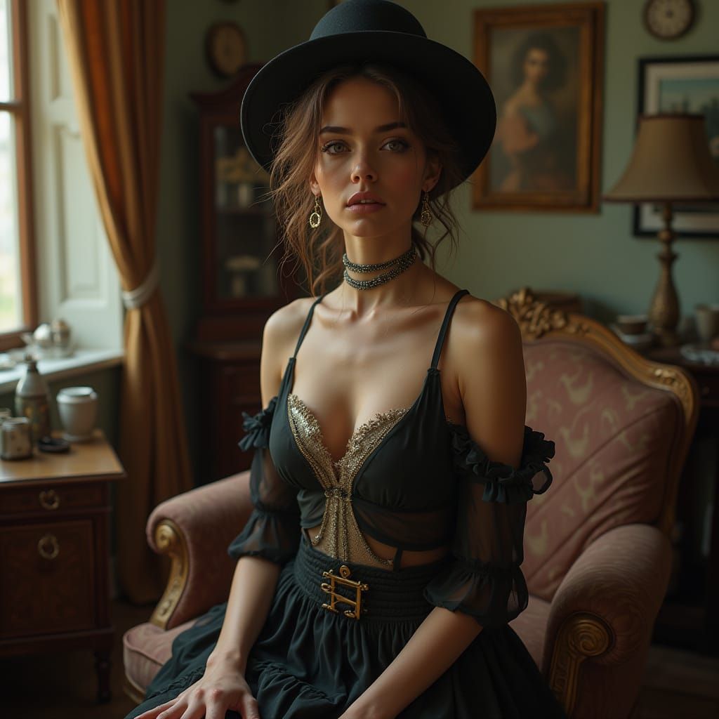 Elegant Woman in Hyper-Realistic Studio Portrait