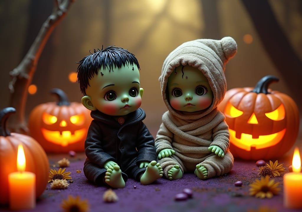Halloween Babies: Frankenstein and Mummy in Dark Fantasy