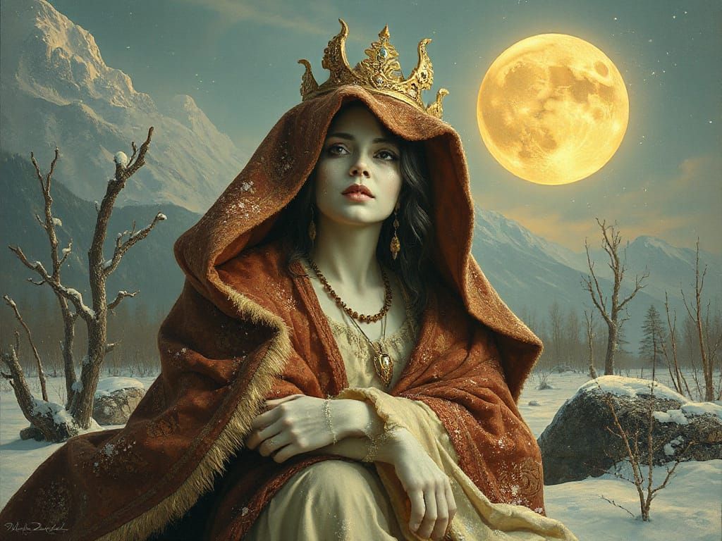 Ethereal Ghost Lady in Snow Art Style