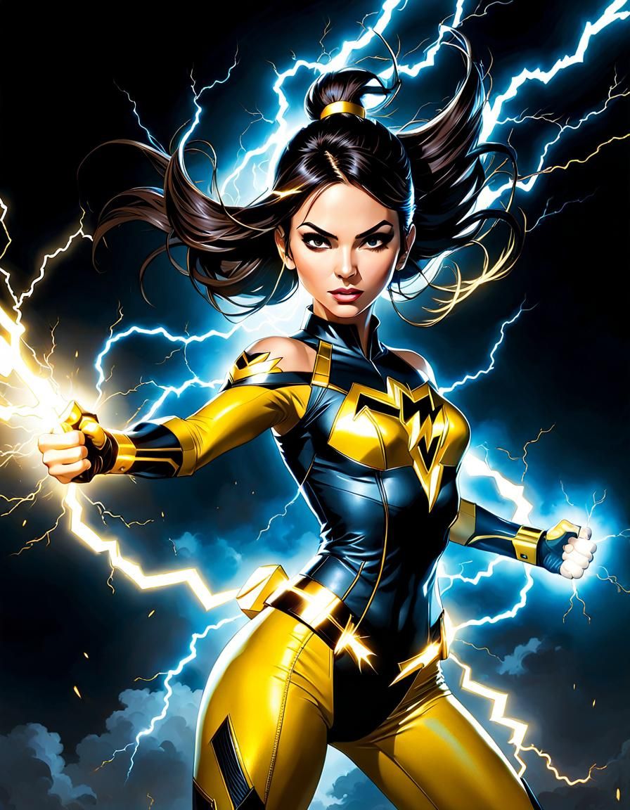 Victoria Justice as Electric Superhero Comic Art