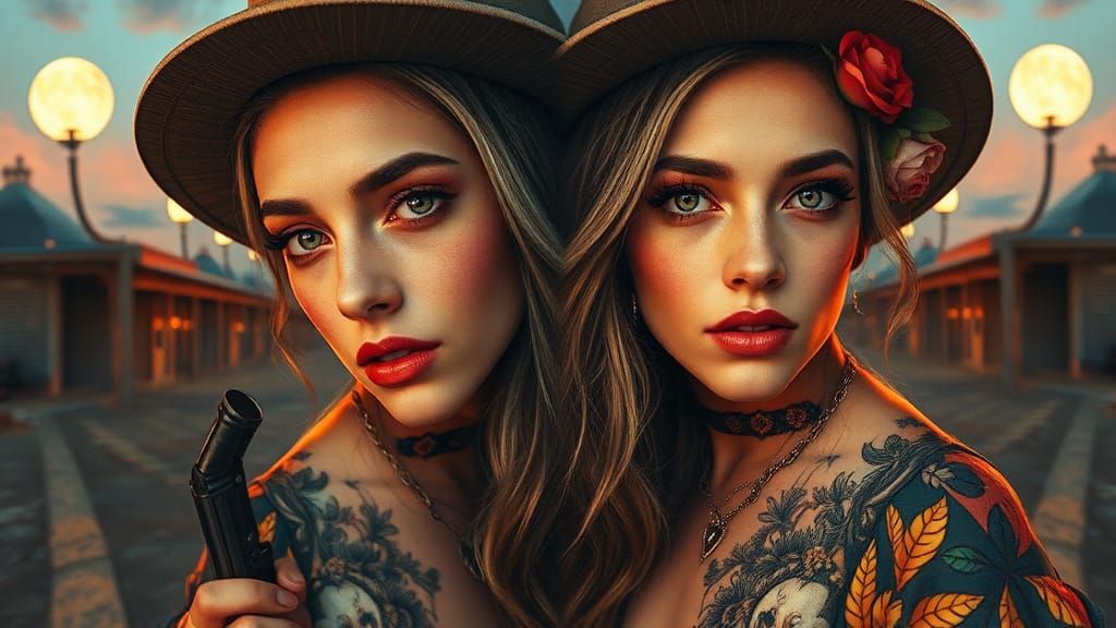 Surreal Western Fantasy in Watercolor Style