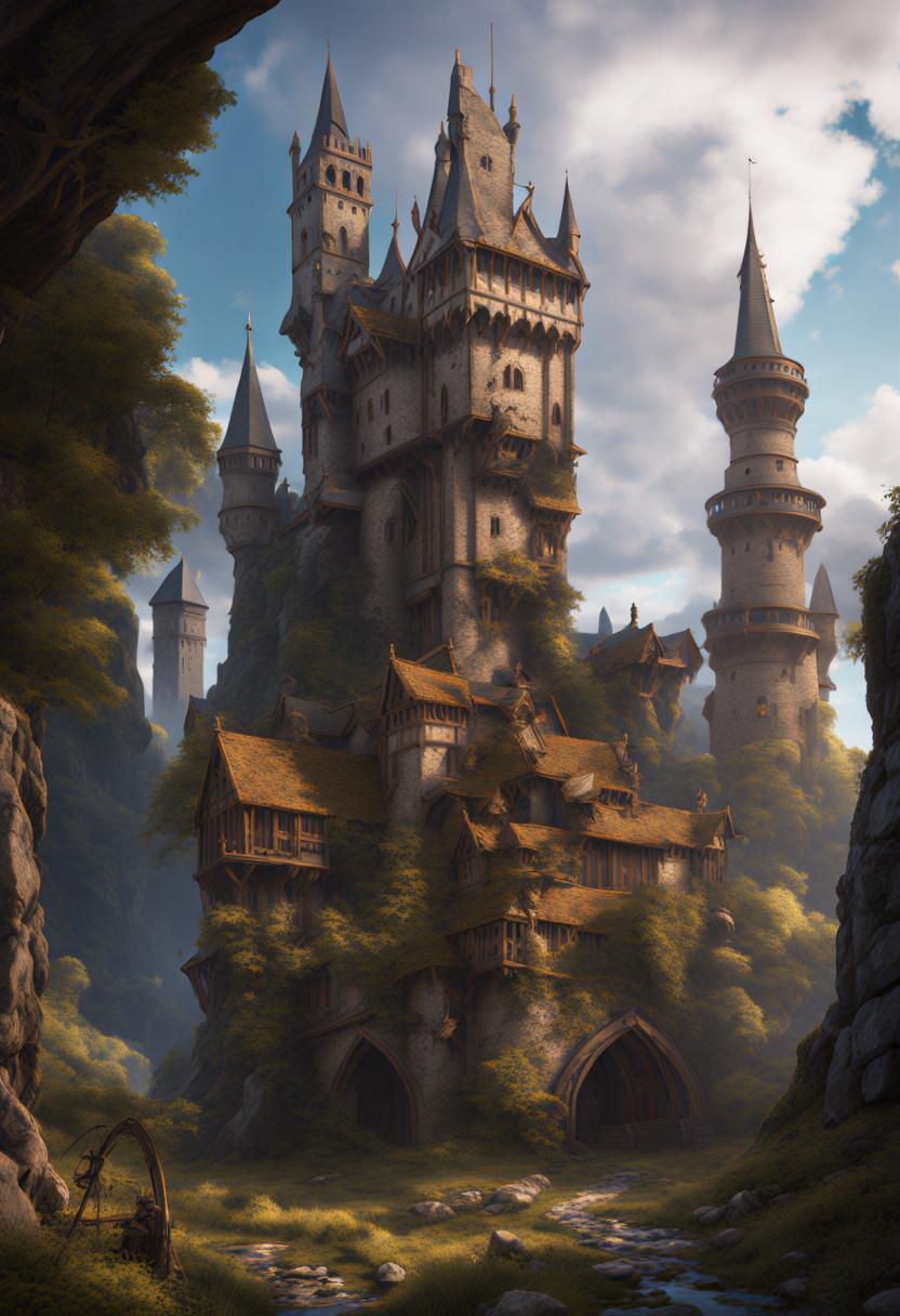 Fantastical Medieval Scene in Detailed Matte Painting