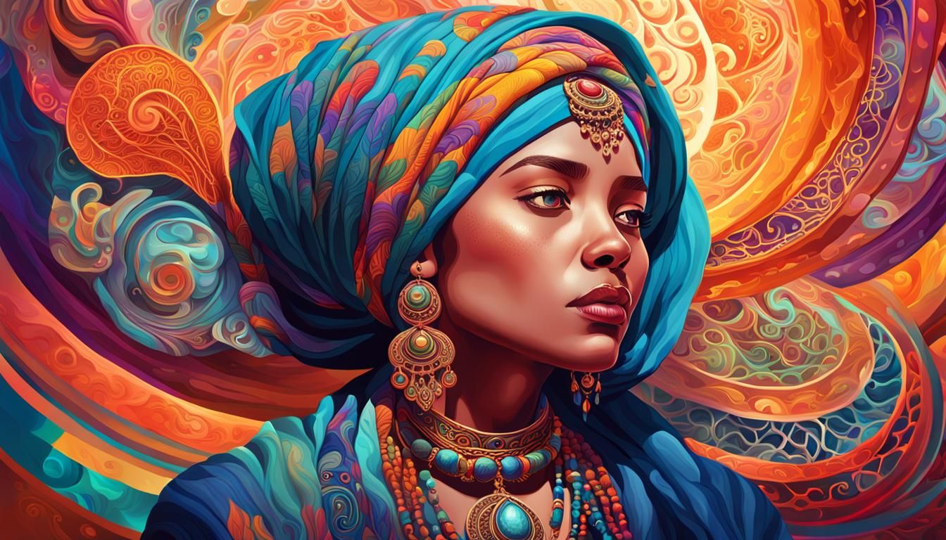 Dreamlike Woman with Headscarf in Hyperrealistic Style