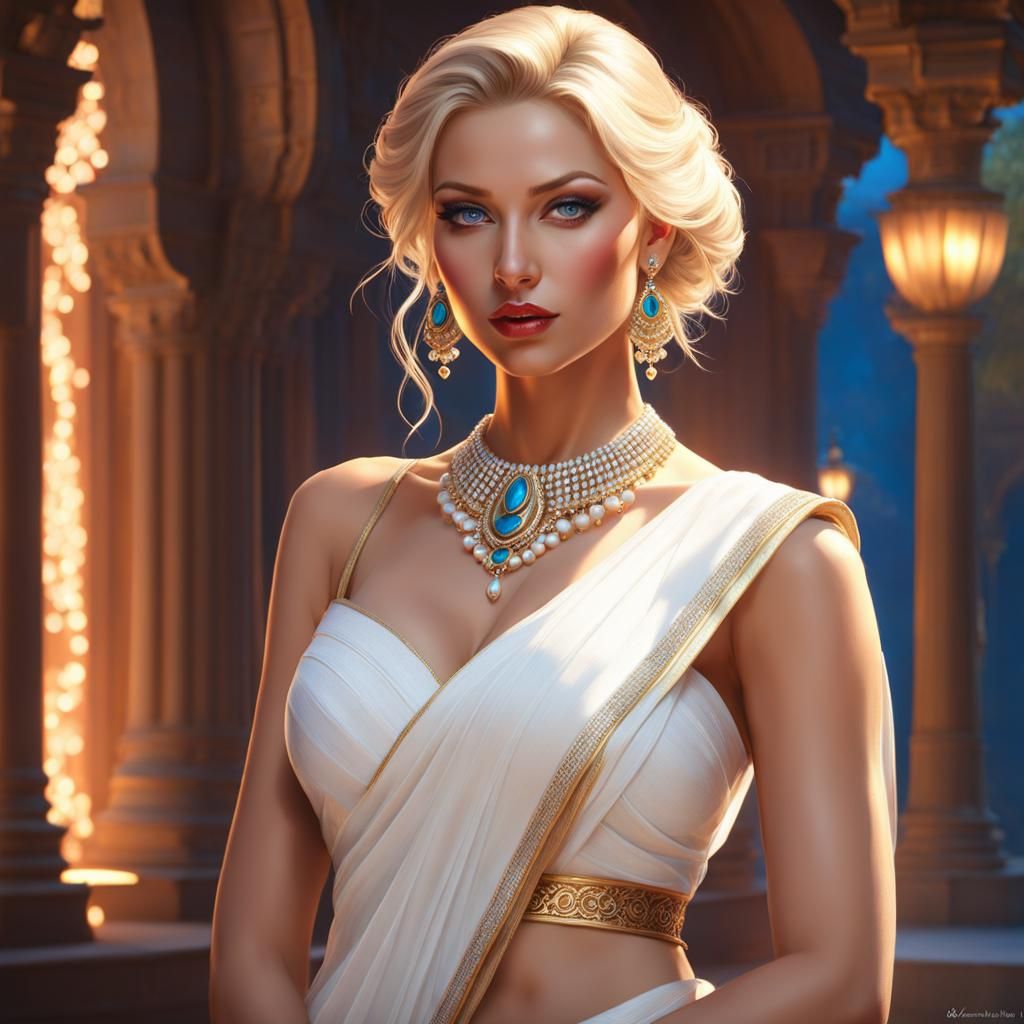 Beautiful Woman in Saree: Cell Shaded Portrait