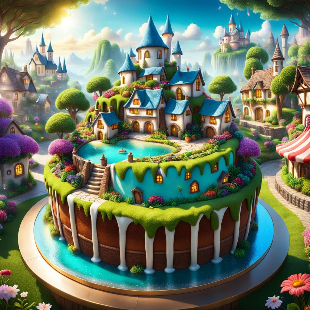 A village on a cake in a village