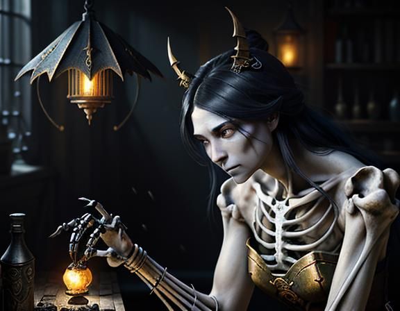 Furry Skeleton Bone Repair in Dark Fantasy Style
