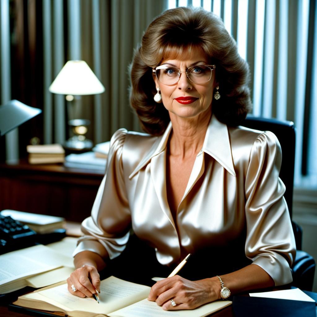 1980s Secretary at Desk in Professional Photo