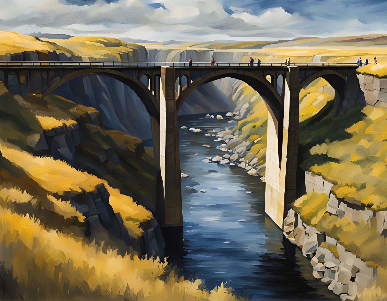 Pacific Northwest Bridge in Vermeer Style