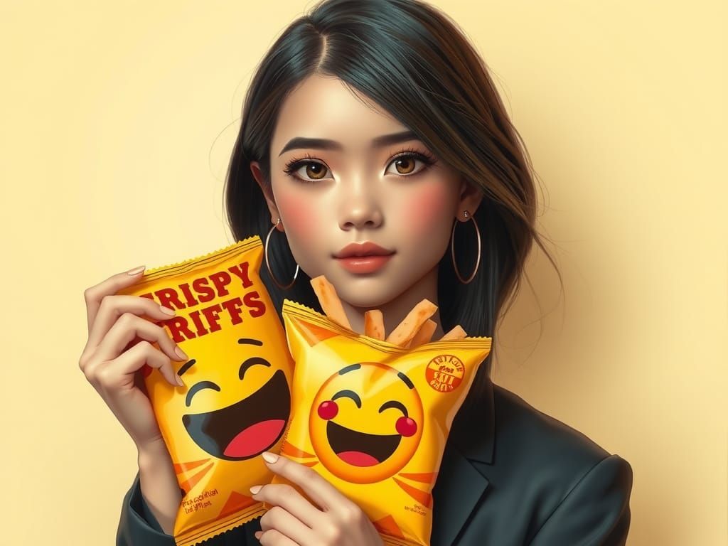 Model with Emoji Snack in Pop Art Style