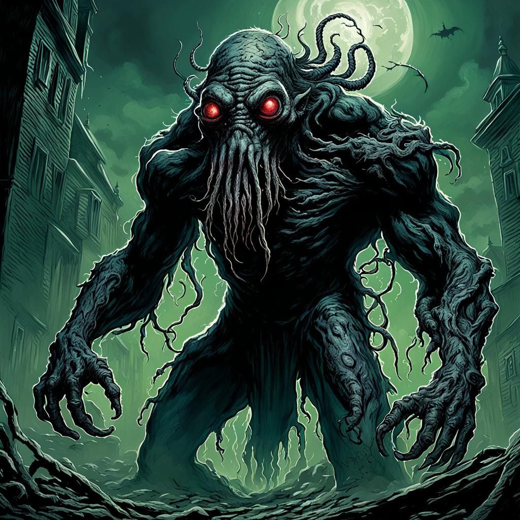 Demonic Lovecraftian Juggernaut in Horror Style