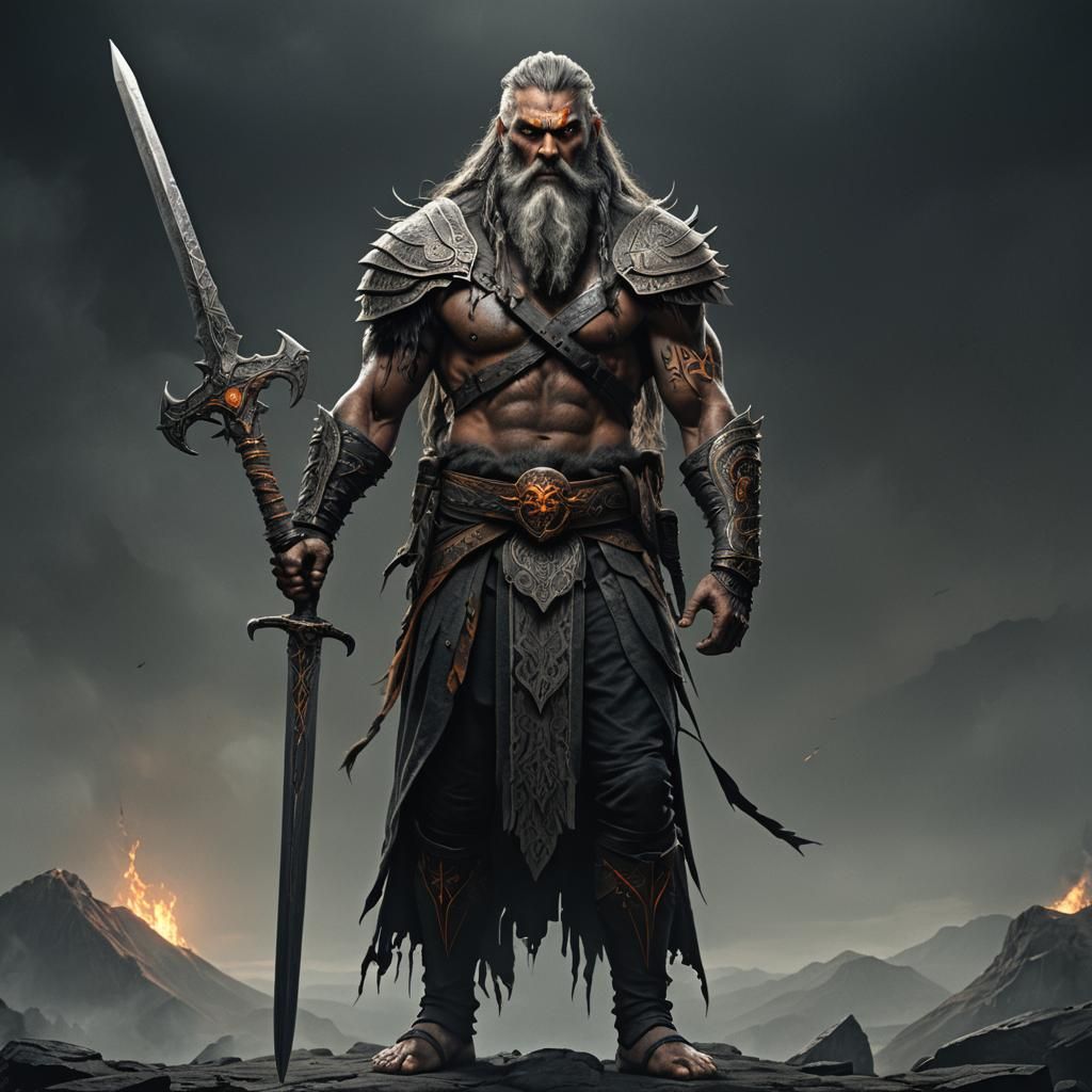Goliath Warrior with Great Sword in Dark Fantasy Style
