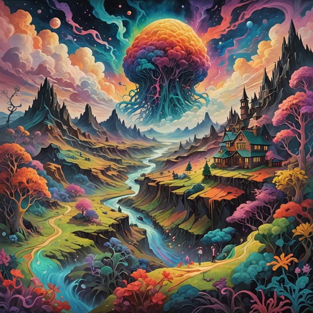 Surreal Ethereal Landscape in Tachisme Style