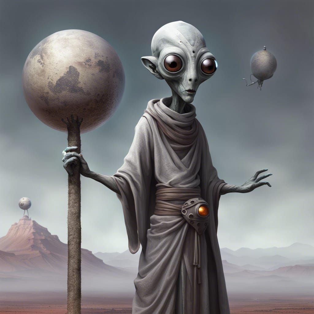 Alien Monk on a Strange Planet