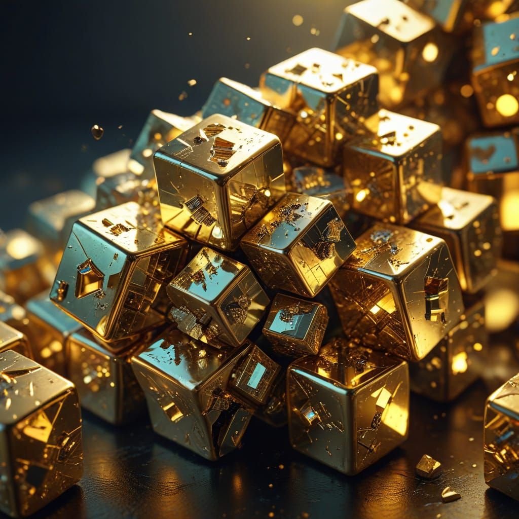 Surreal Golden Crystals in Luxurious Detail