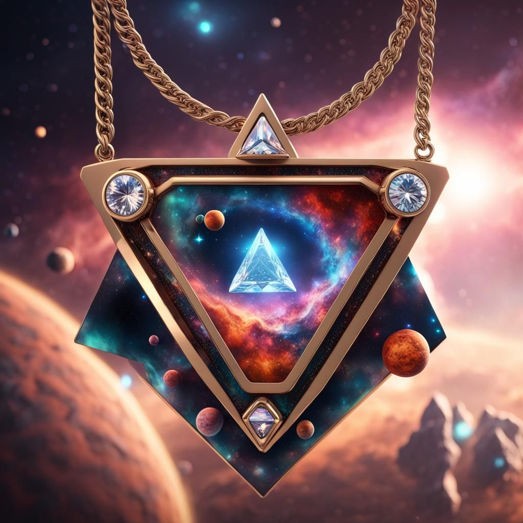 Nebula Diamond Necklace with Planets Universe