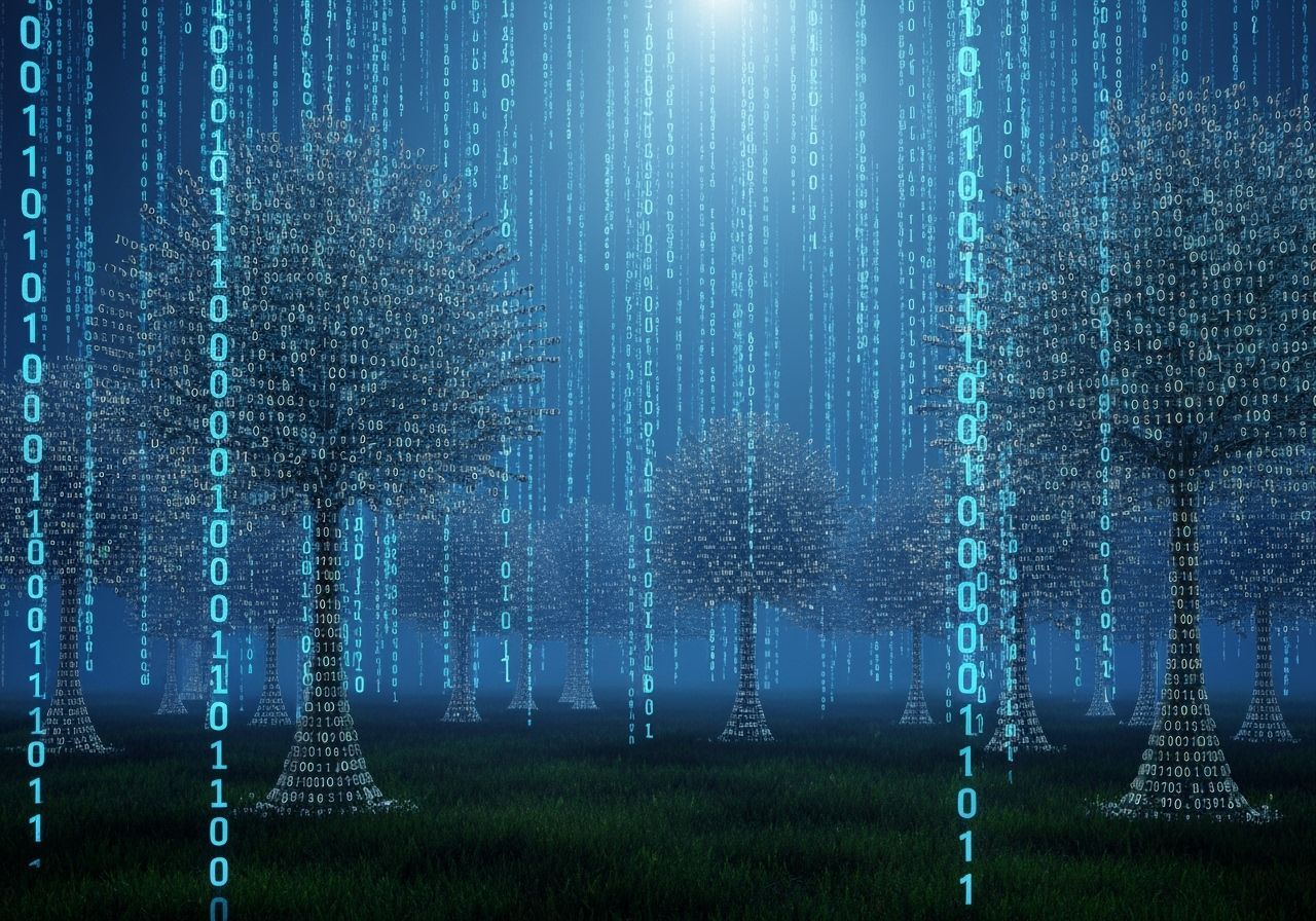 Surreal Digital Forest of Binary Code