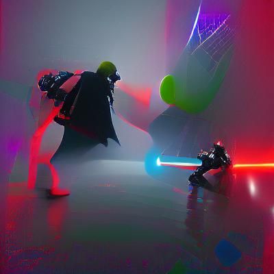 Darth Vader Strikes Luke: Steampunk Impressionism