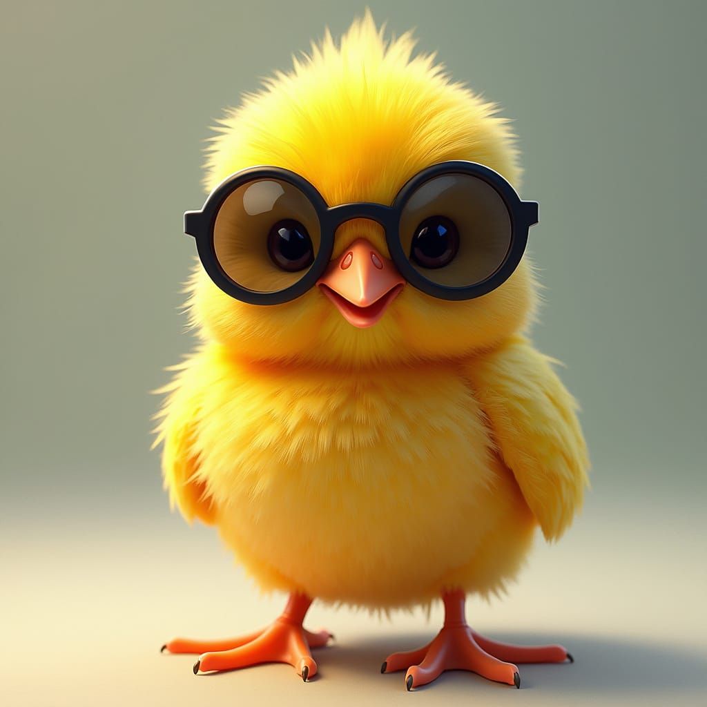 Vibrant Yellow Chick Wears Black Sunglasses