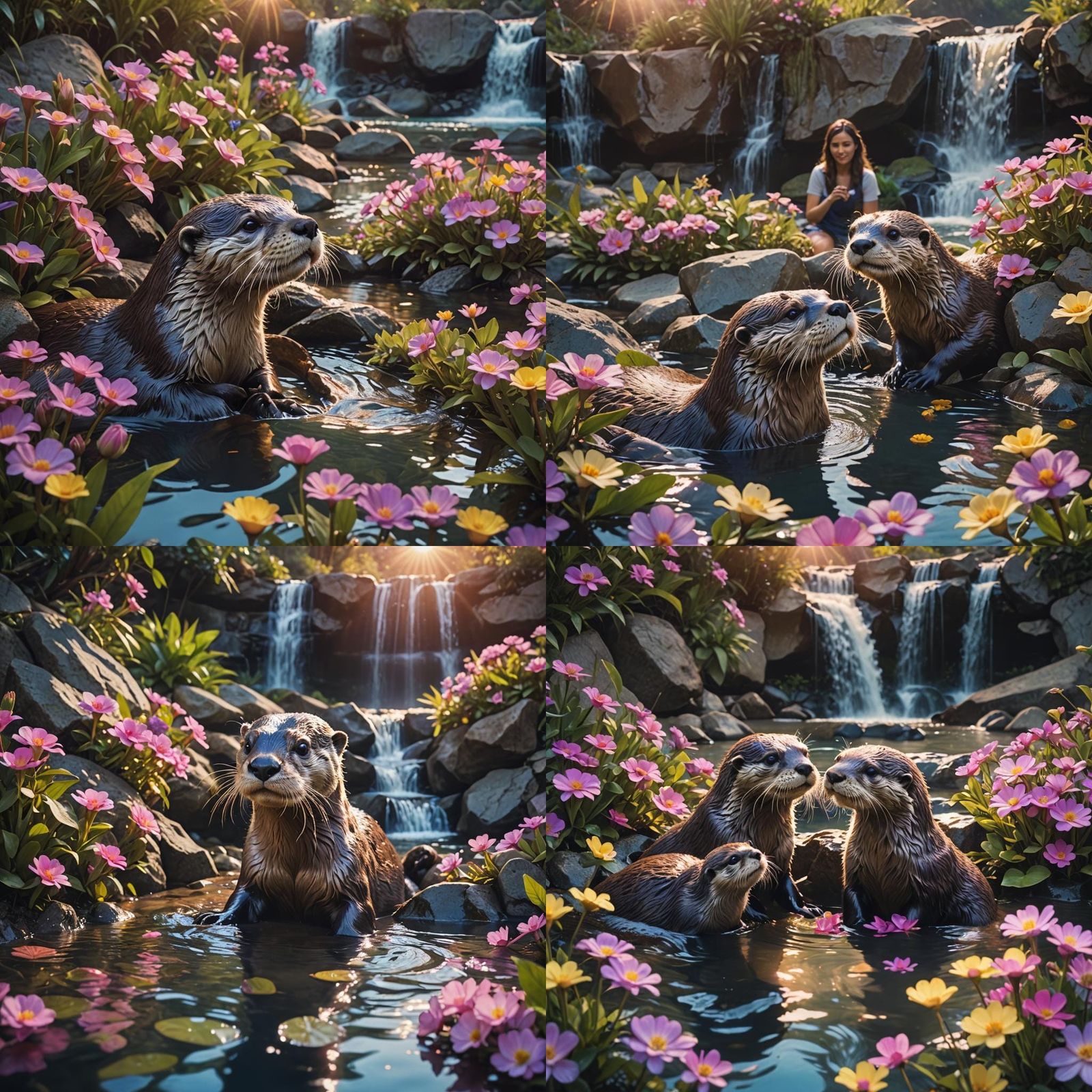 Romantic Otter Sunset Scene: Cinematic Still