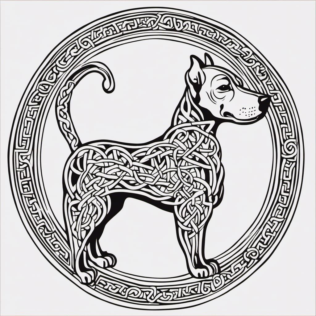 Celtic Knotwork Dog Coloring Page Illustration