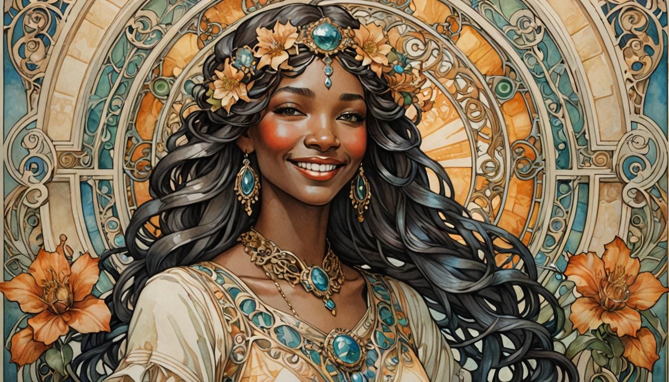 Melanin Beauty in Art Deco Nouveau Fusion