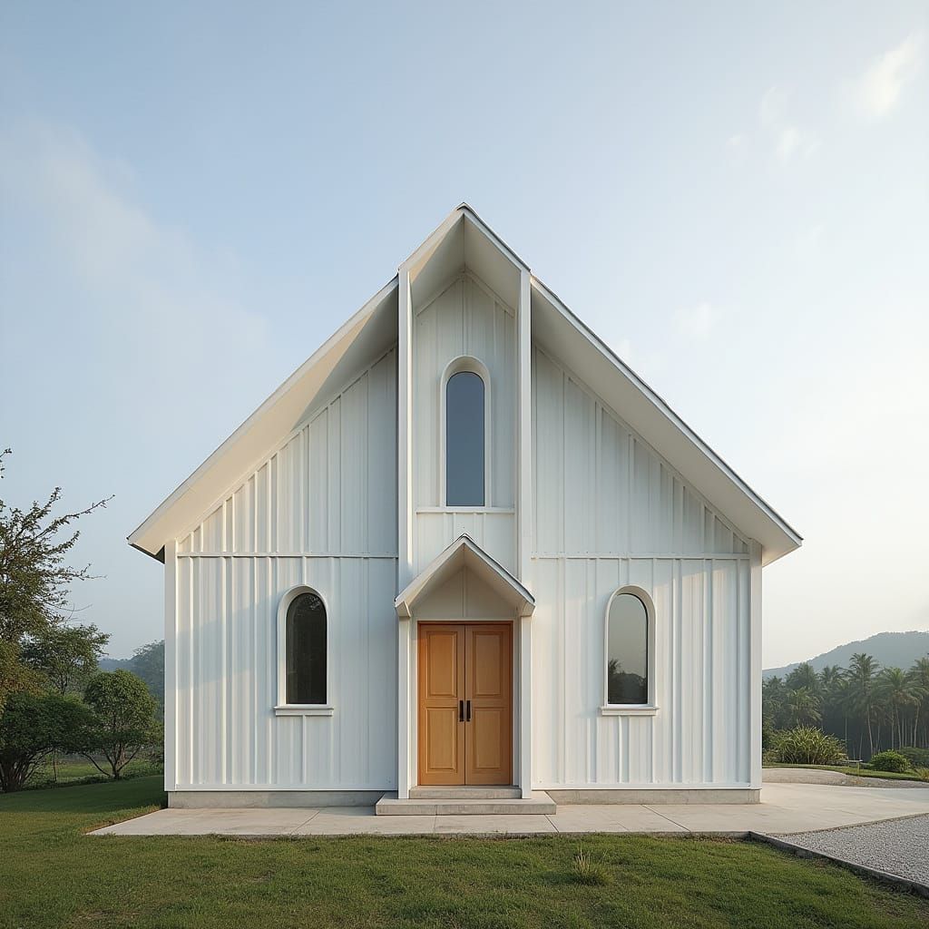 Modern Thai Chapel with Steel Frame and Natural Light