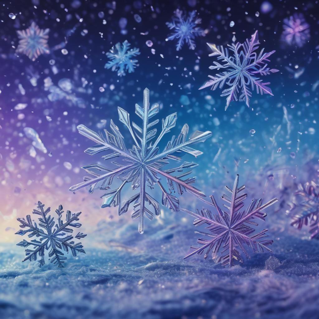 Ethereal Cosmic Snowflakes in Mixed Media Style