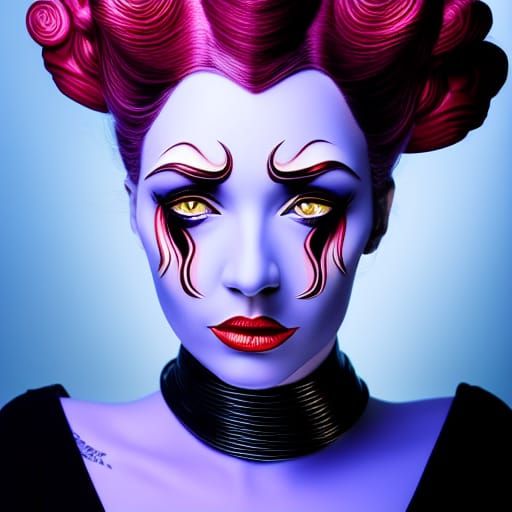 Medusa Portrait as Disney Villain in Airbrush Art