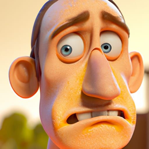 Awkward Sweating Man in Pixar-Style 3D Rendering