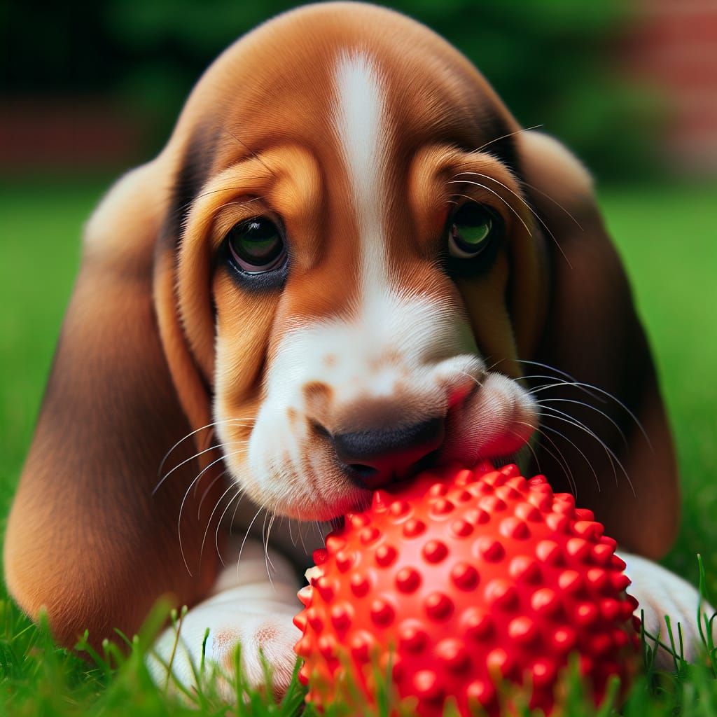 Adorable Bassett Hound Puppy Playing Ball