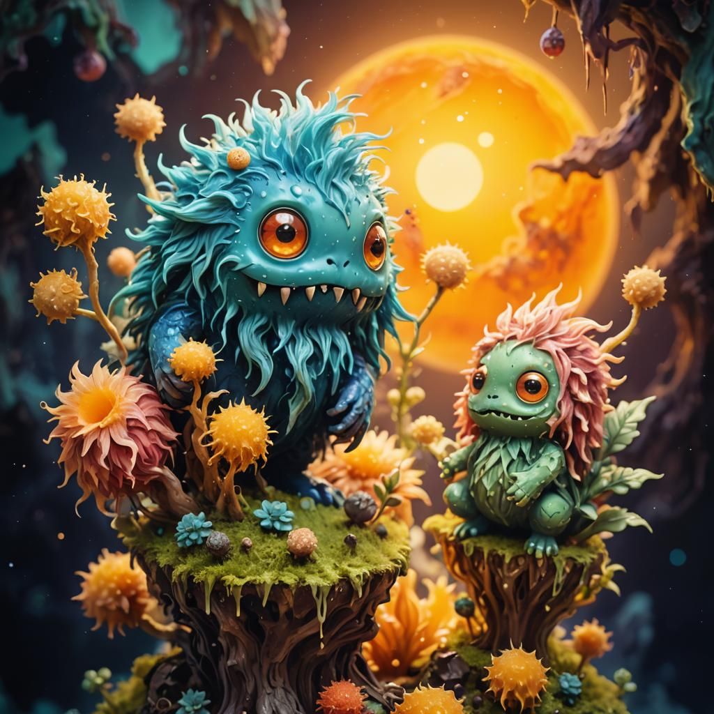 Wax Chibi Monsters on Bisected Planet, Ghibli Style