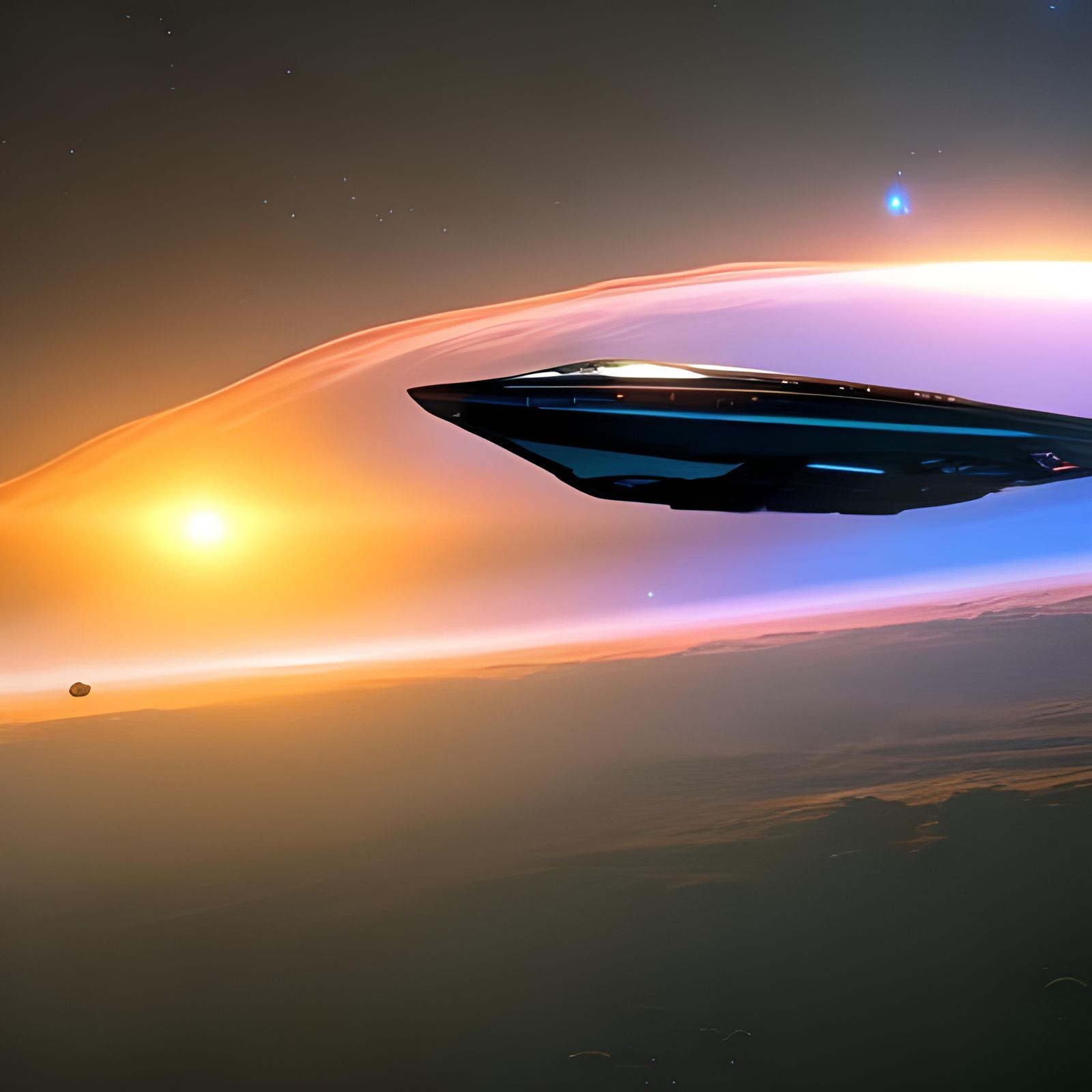 Andromeda Galaxy Spaceship in Hyperrealism