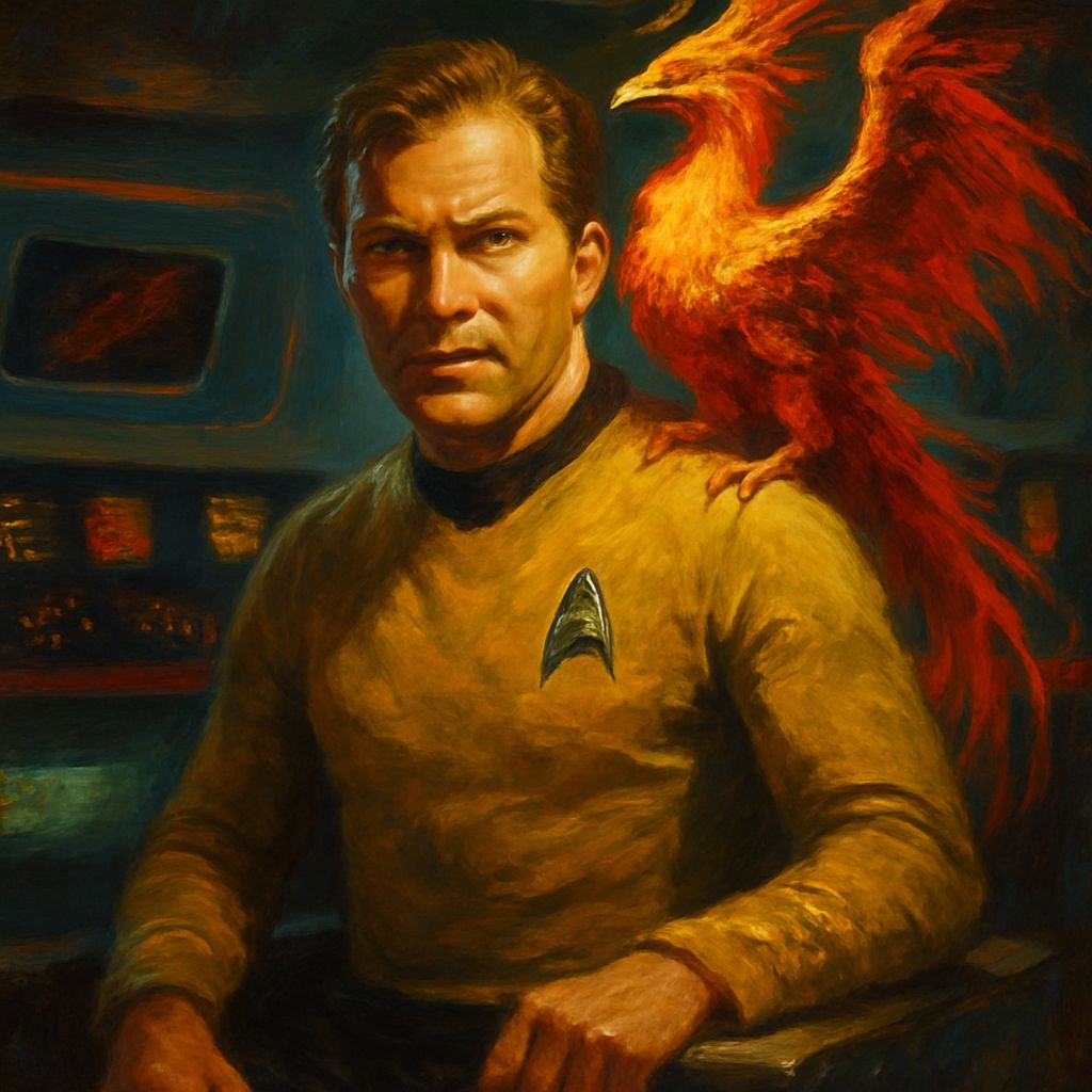 Captain Kirk and Phoenix: Retro Oil Painting
