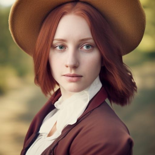 Frontier Woman Portrait in Hyperdetailed Digital Art Style