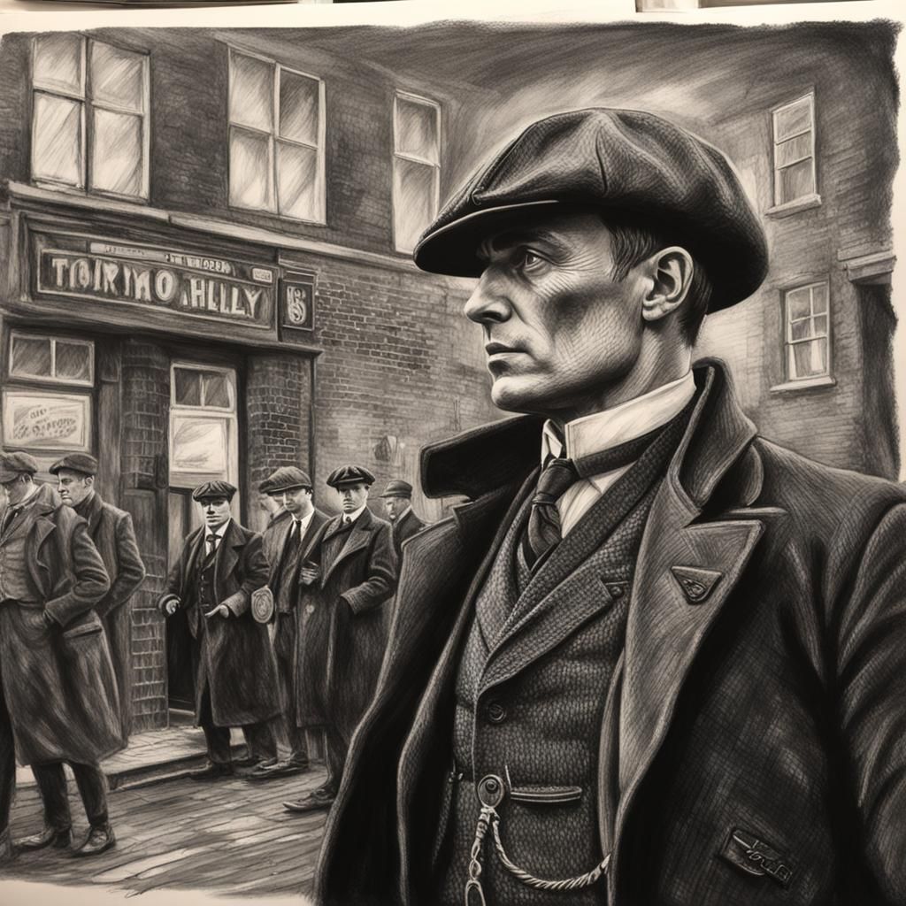 Tommy Shelby Charcoal Portrait from Peaky Blinders