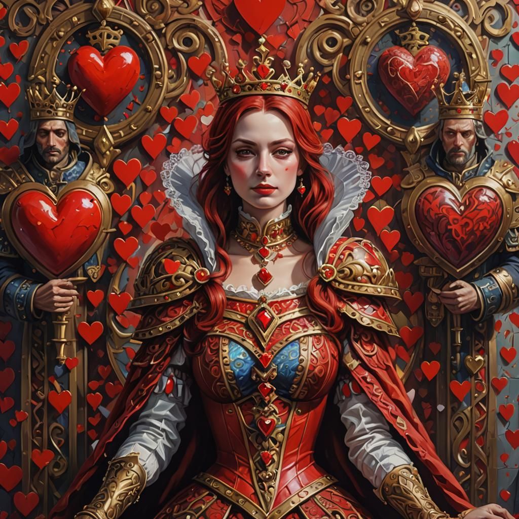 The Queen of Hearts and Two of her Guards