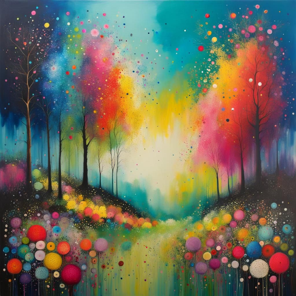 Eldritch Forest Painting in a Vibrant Style